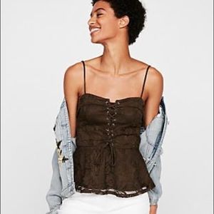 💥 5/$25 Khaki Lace Bustier Peplum Camisole Top